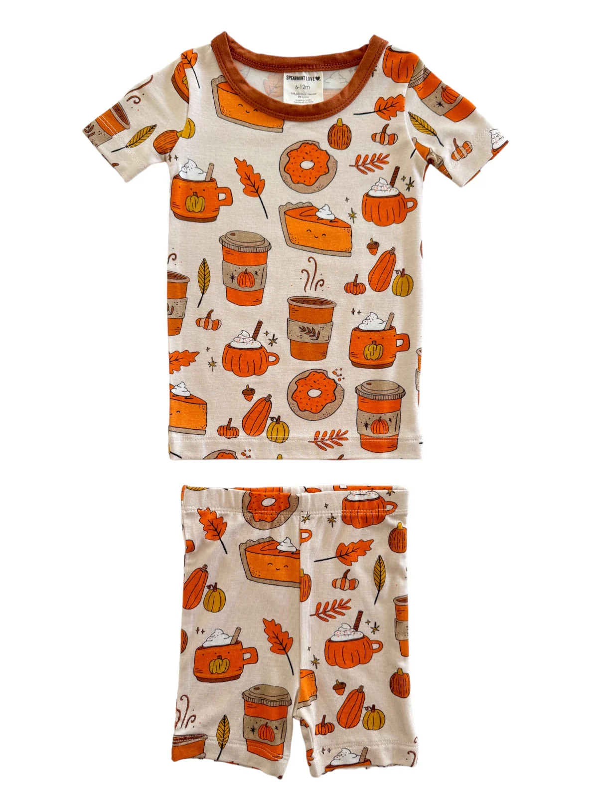 Short Sleeve 2-Piece Set, Pumpkin Spice Latte - Image 2
