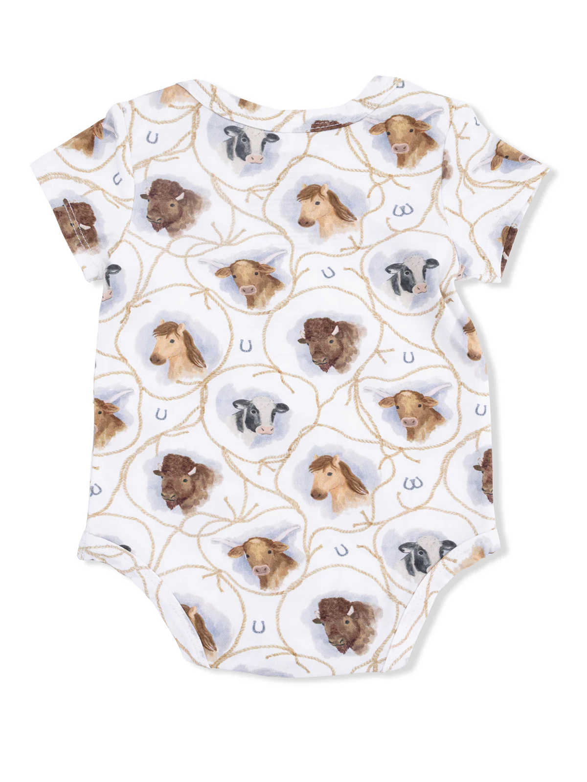 Short Sleeve Bodysuit, Farm Animals Rope Cameos - Image 2