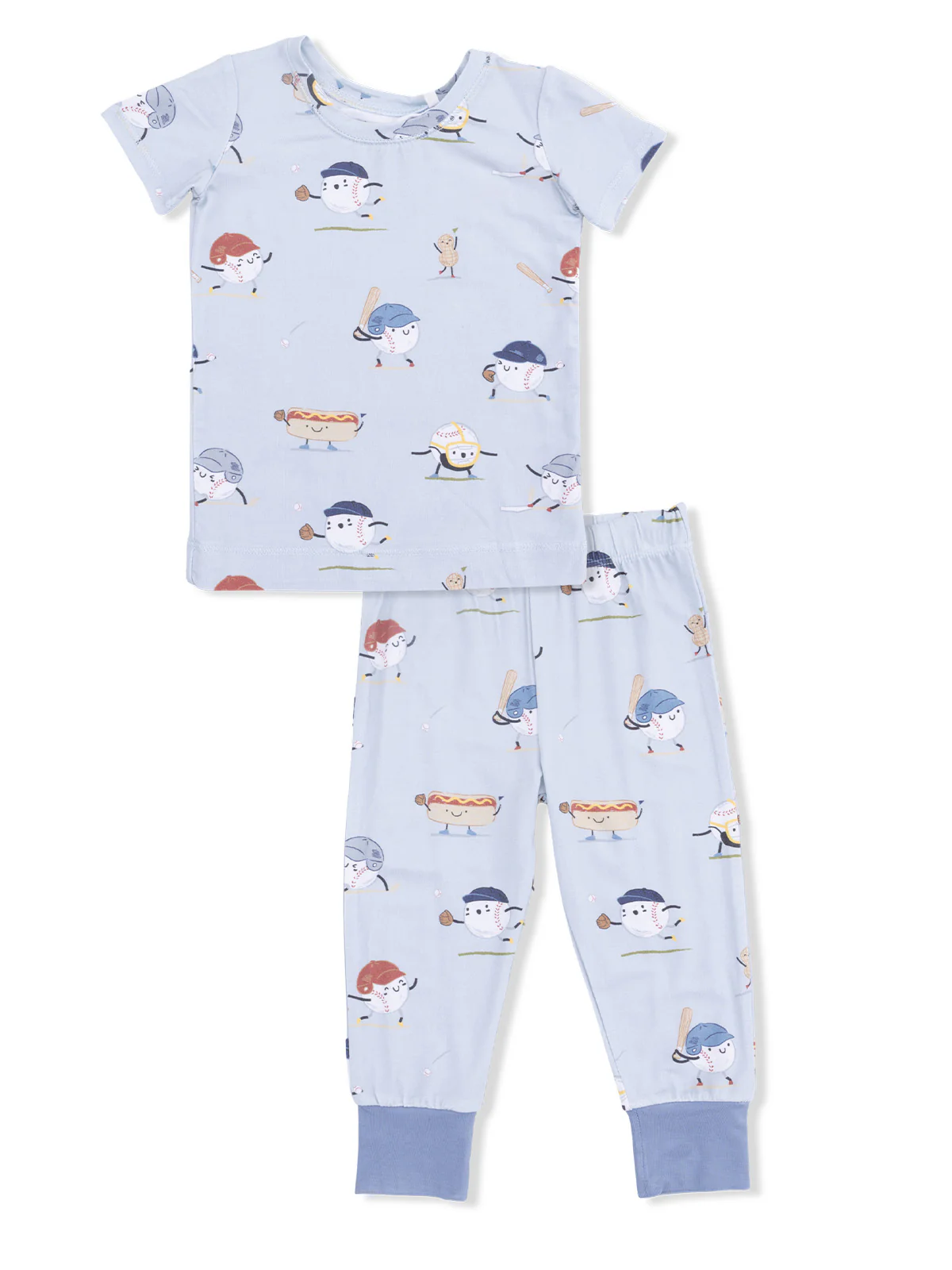Short Sleeve Loungewear Set, Baseballs Playing Baseball