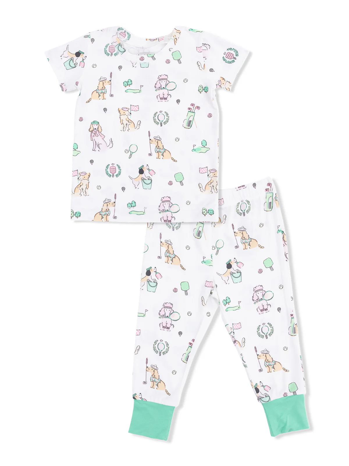 Short Sleeve Loungewear Set, Country Club Dogs Pink