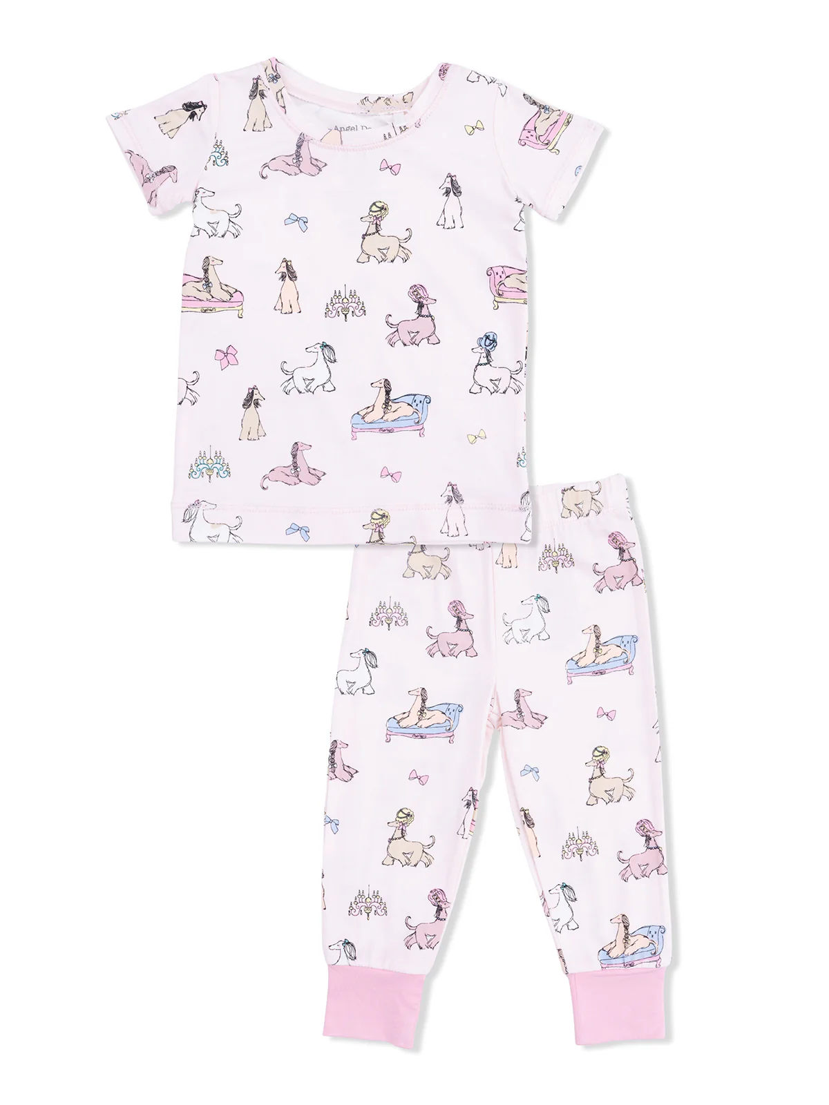 Short Sleeve Loungewear Set, Fancy Hounds with Bows