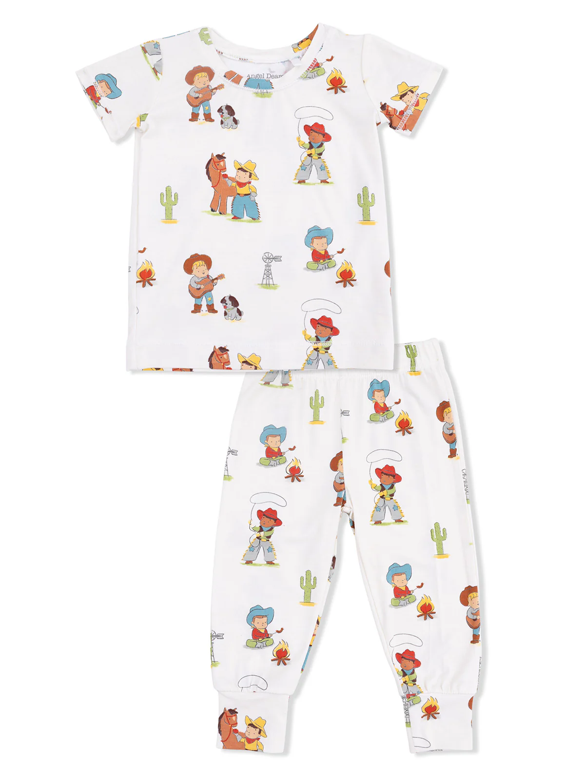 Short Sleeve Loungewear Set, Vintage Cowboys