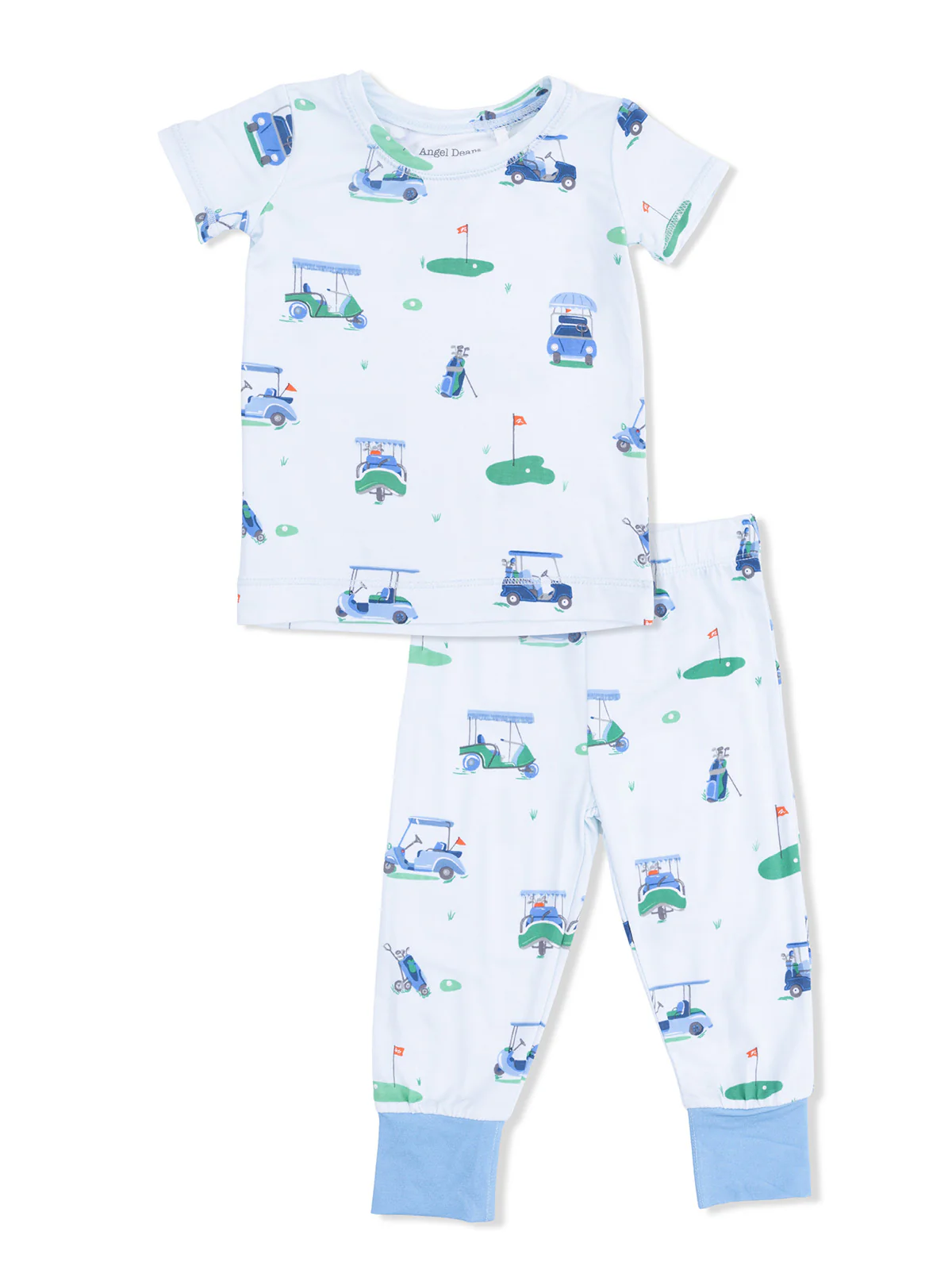Short Sleeve Loungewear Set, Vintage Golf Carts Blue