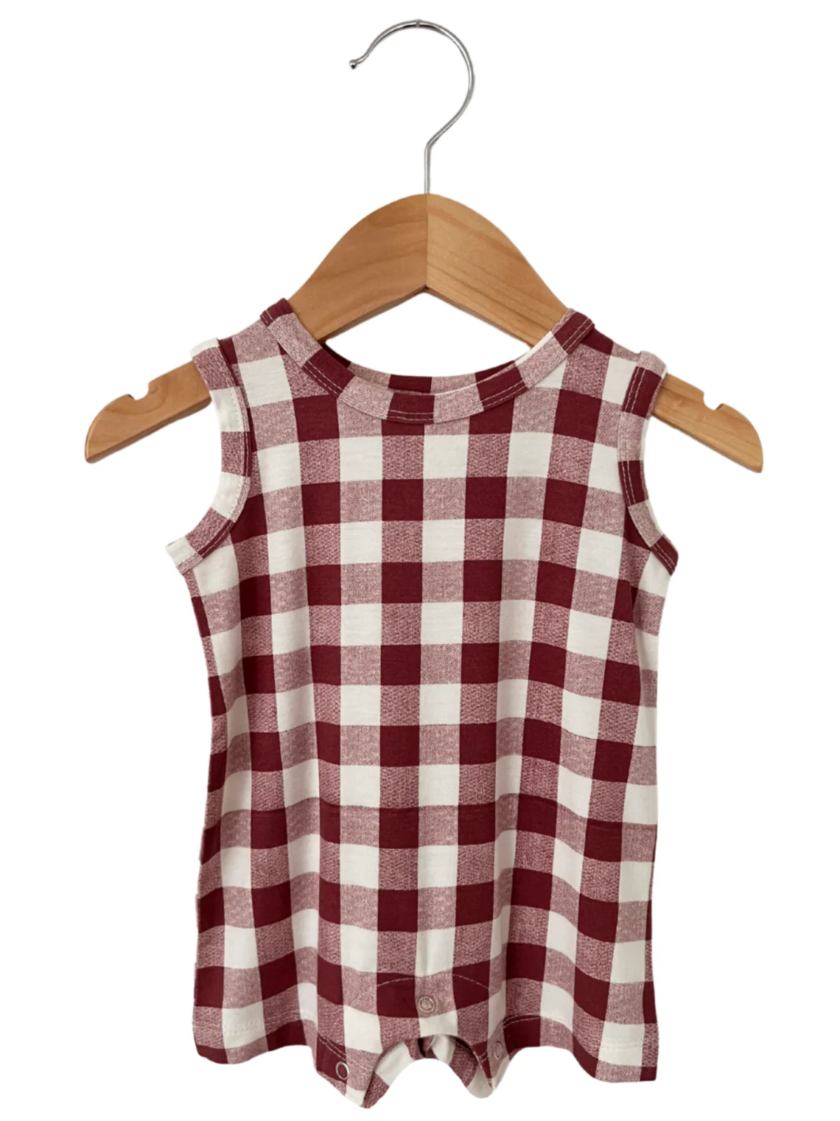 Shortie Romper, Mulberry Plaid - Image 3
