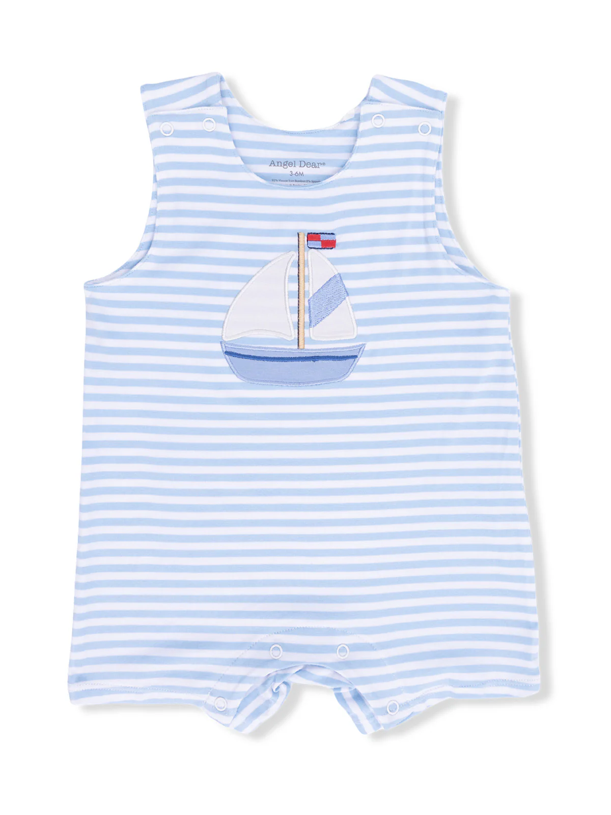 Sleeveless Jon Jon Shortie, Bubbly Sailboat Stripe - Image 2