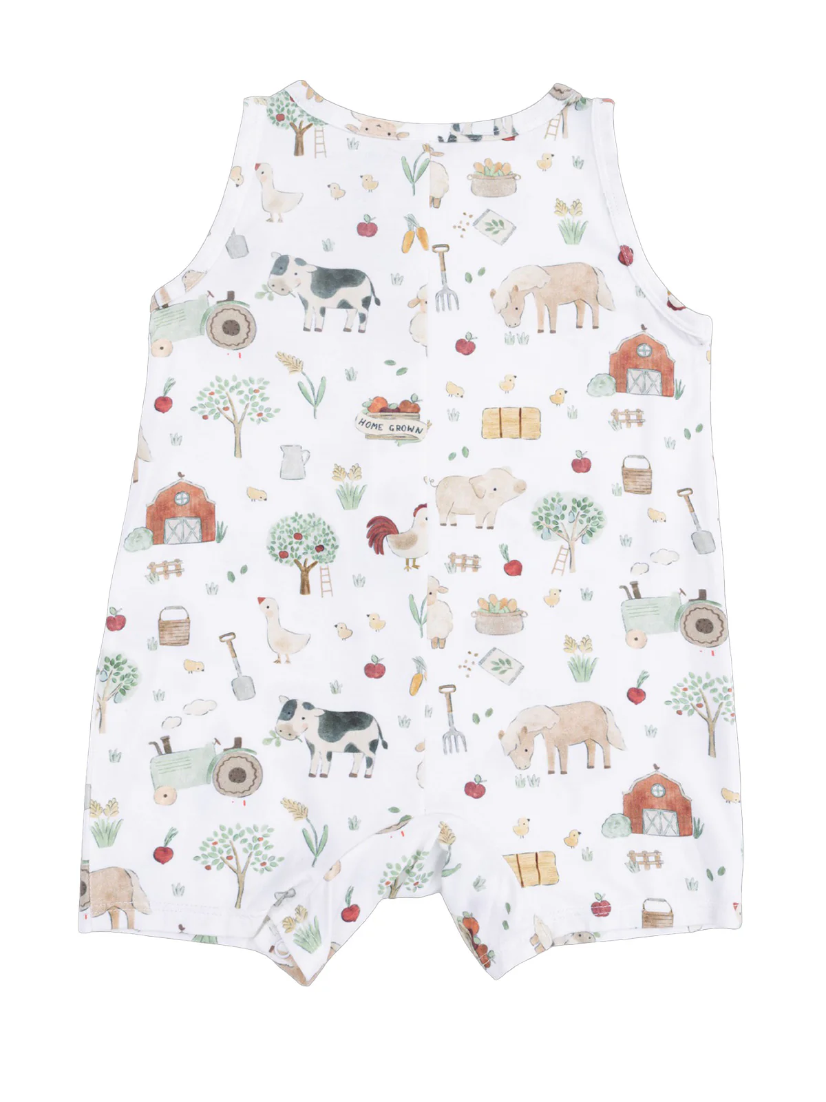 Sleeveless Shortie Romper, Cute Farm Animals Uni - Image 2