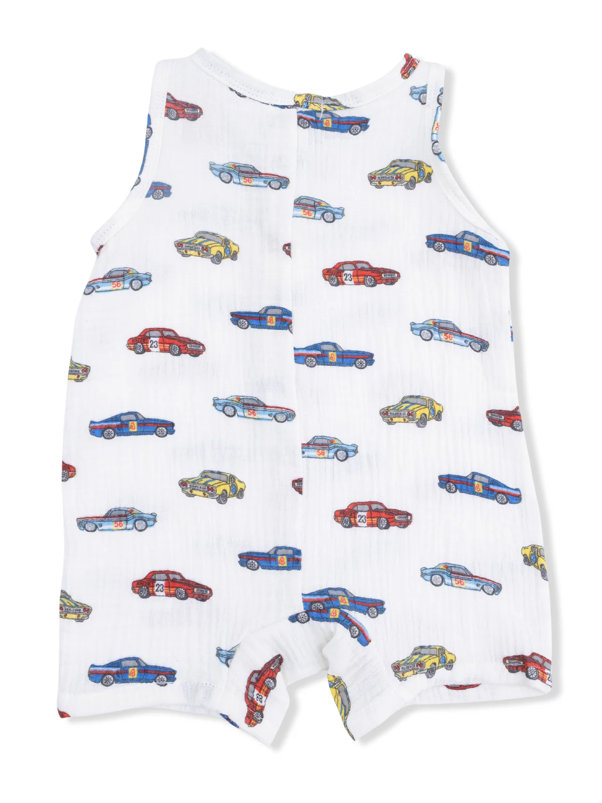 Sleeveless Shortie Romper, Race Cars - Image 2