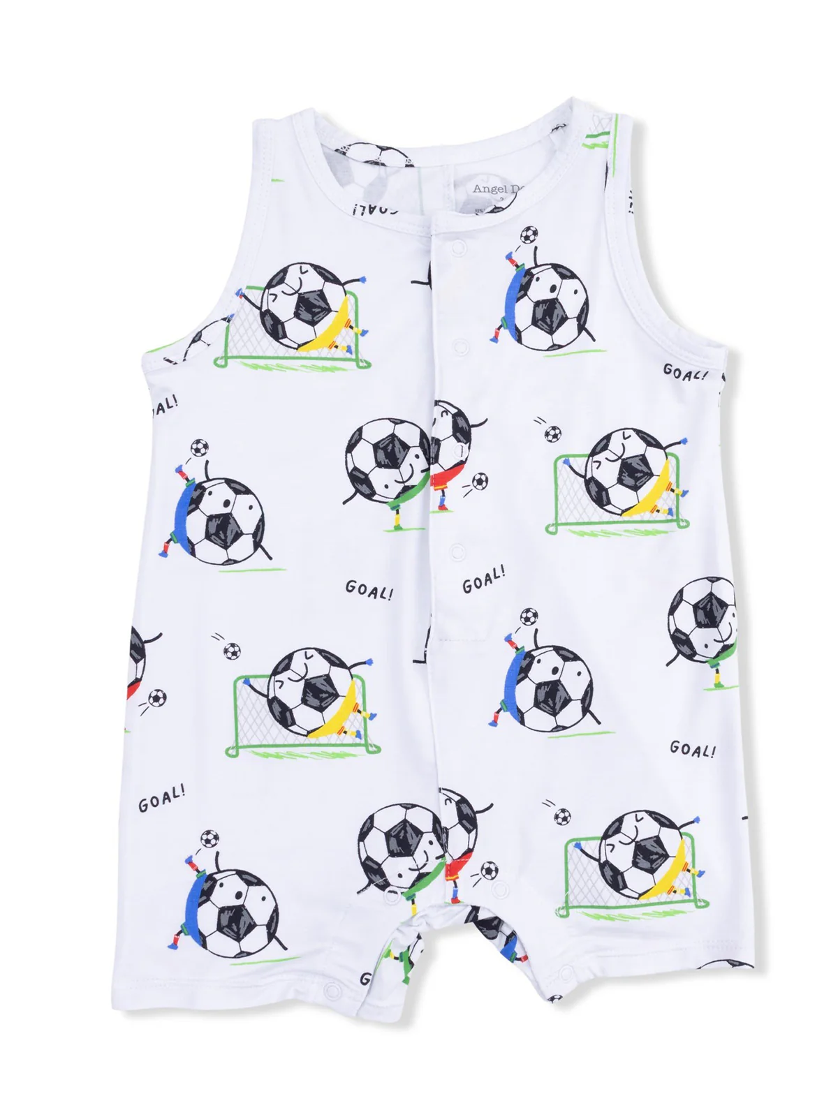 Sleeveless Shortie Romper, Soccer Balls Playing Soccer Blue