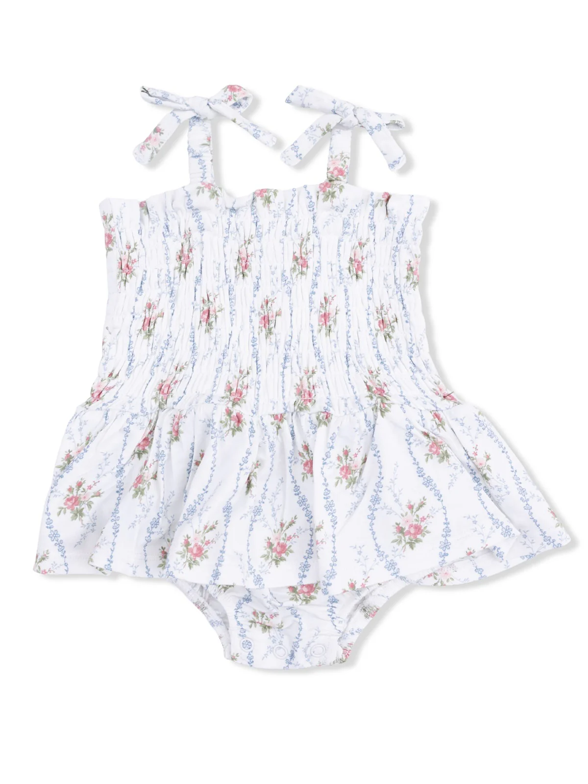 Smocked Bubble w/ Skirt, Heirloom Rose Stripe