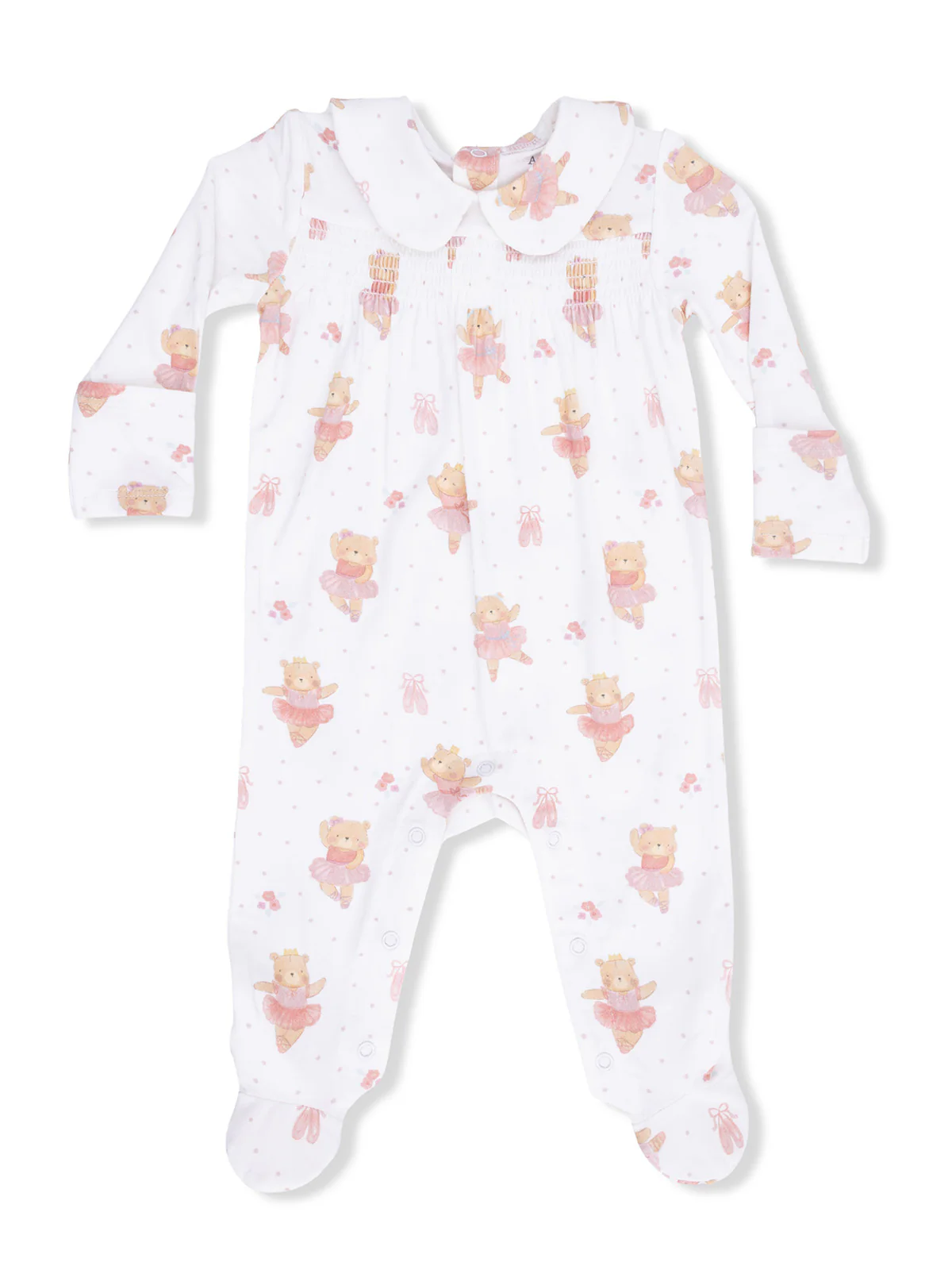 Smocked Peter Pan Footie, Teddy Bear Ballerina - Image 2