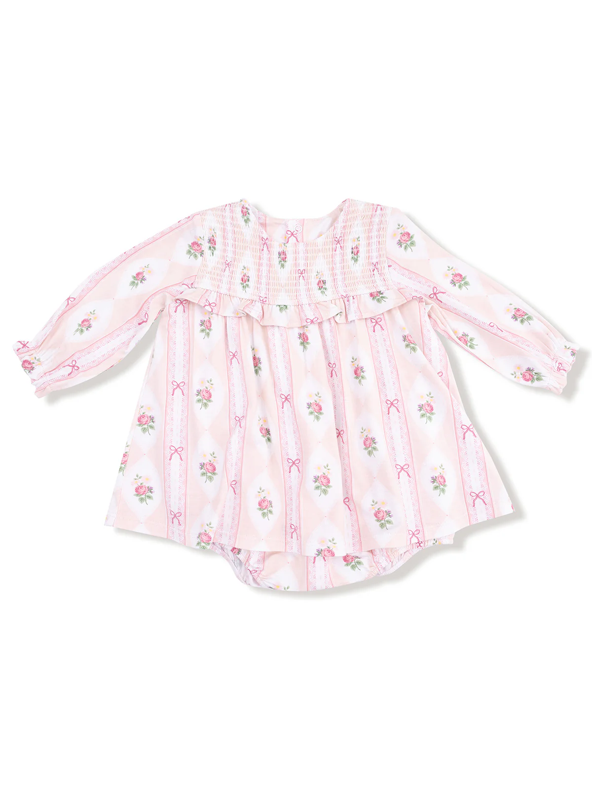 Smocked Ruffle Bubble w/ Skirt, Ogee Lace Floral