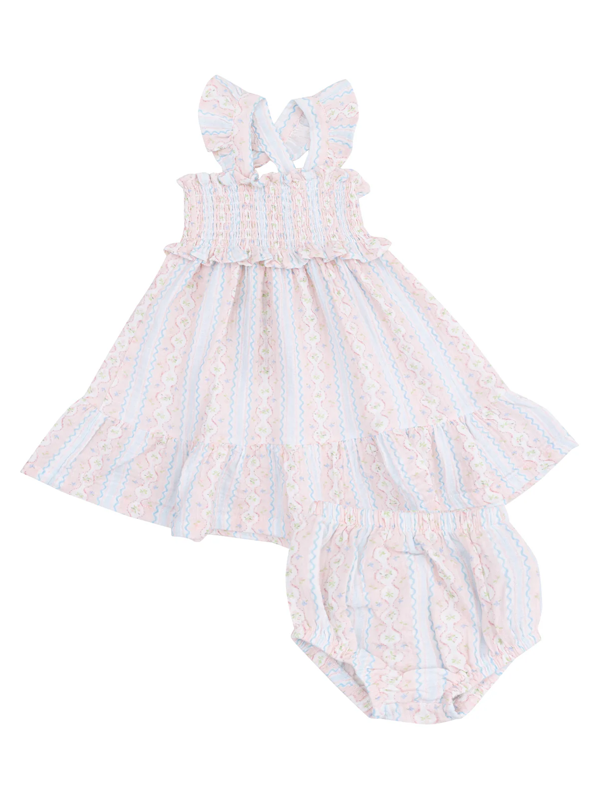 Smocked Ruffle Sundress & Bloomer, Ogee Floral