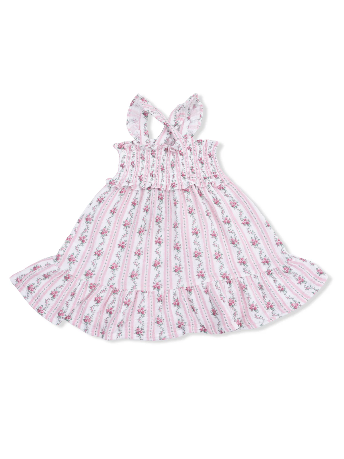 Smocked Ruffle Sundress, Winding Roses Stripe - Image 2