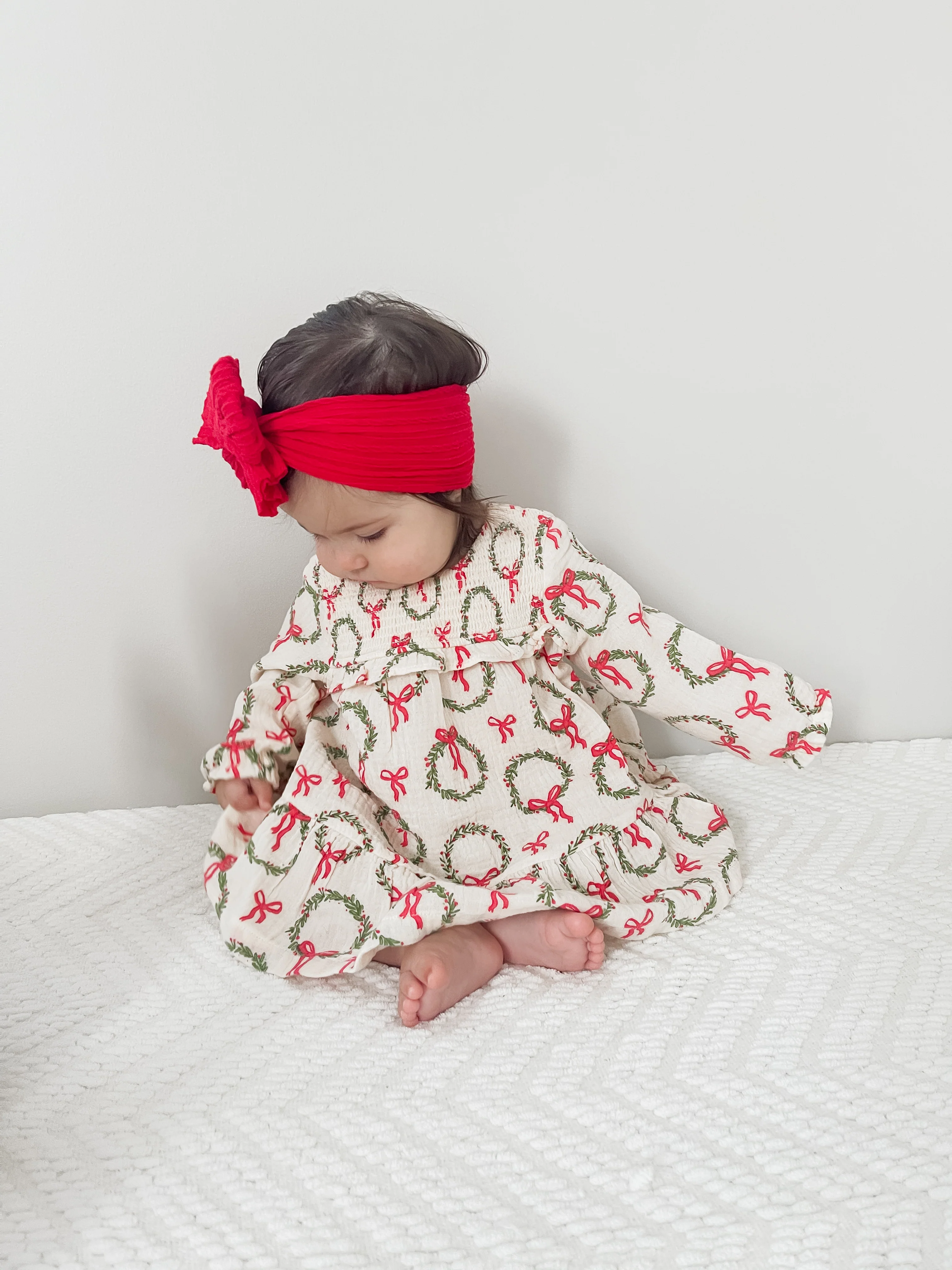 Smocked Ruffle Tiered Dress, Wreath - Image 8