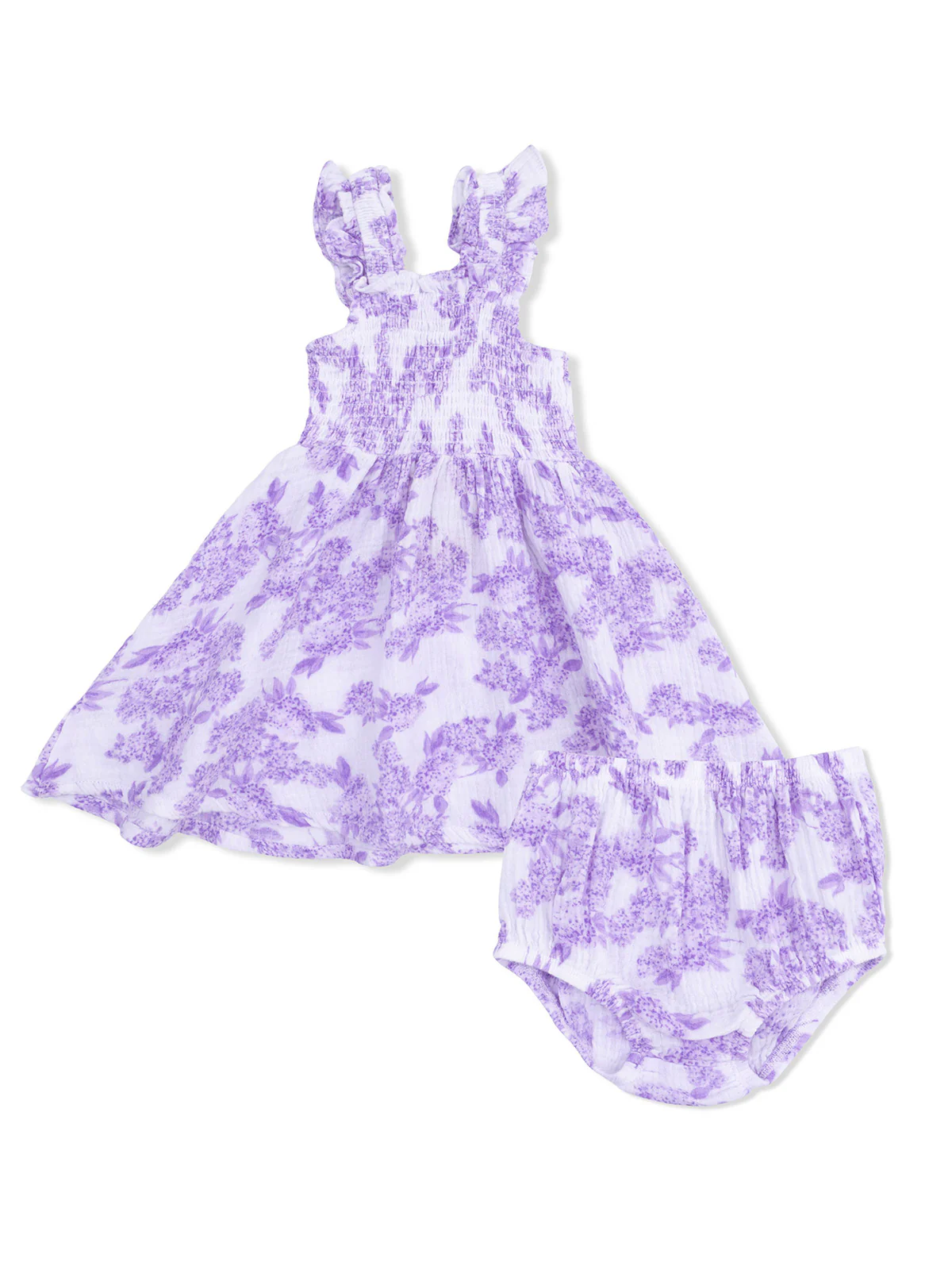 Smocked Sundress & Bloomer, Lilac Floral