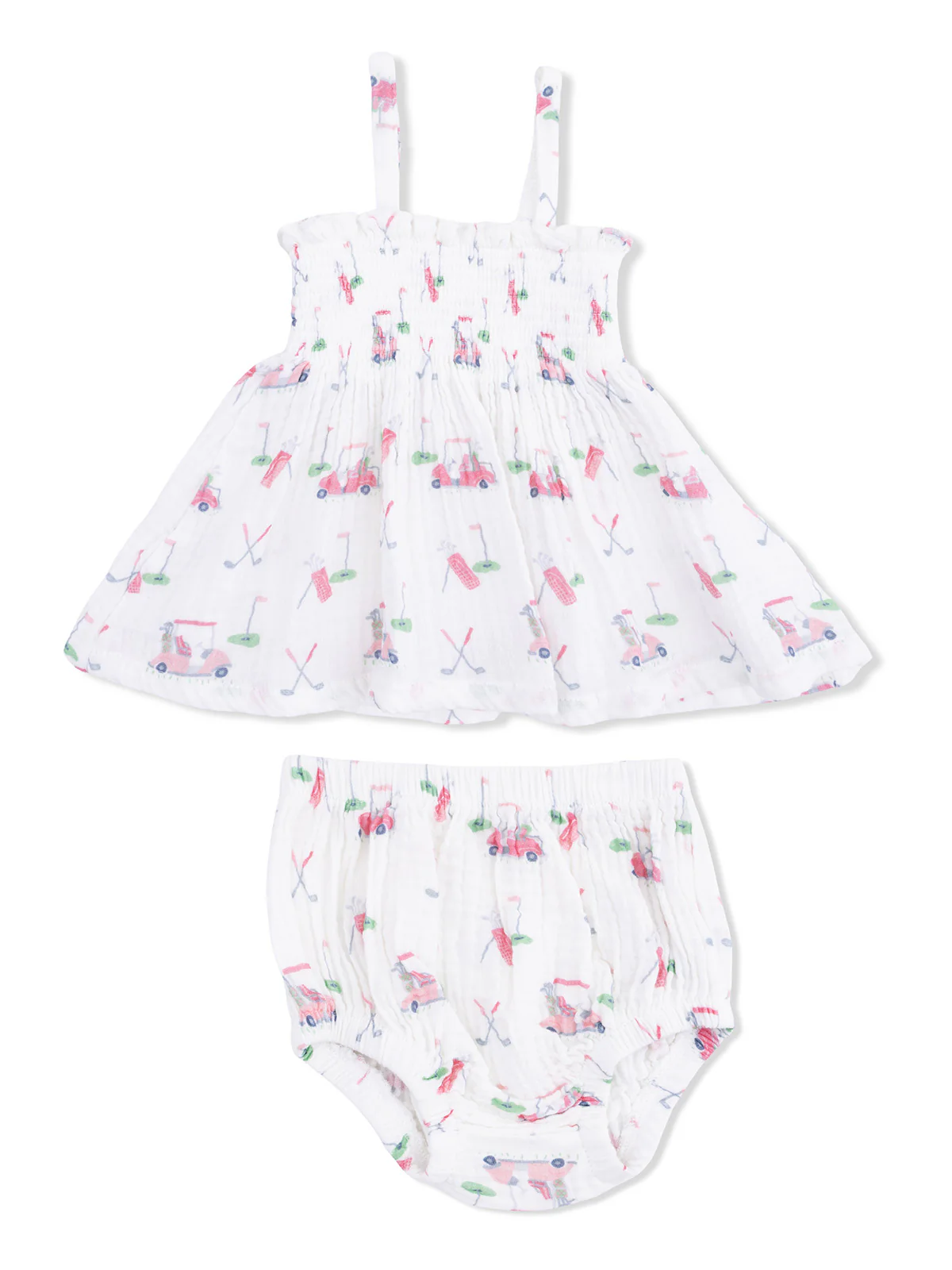Smocked Top & Bloomer, Baby Golf Carts Pink