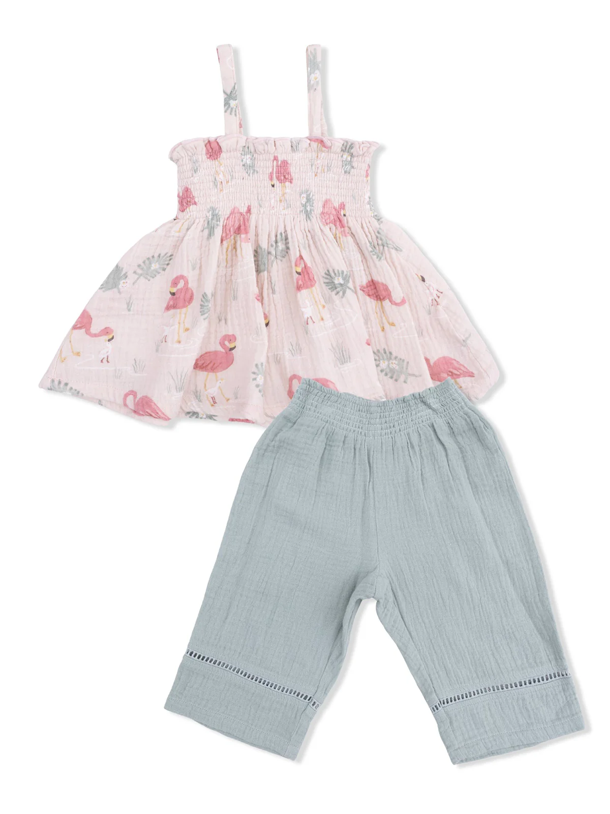 Smocked Top & Pant Set, Flamingos