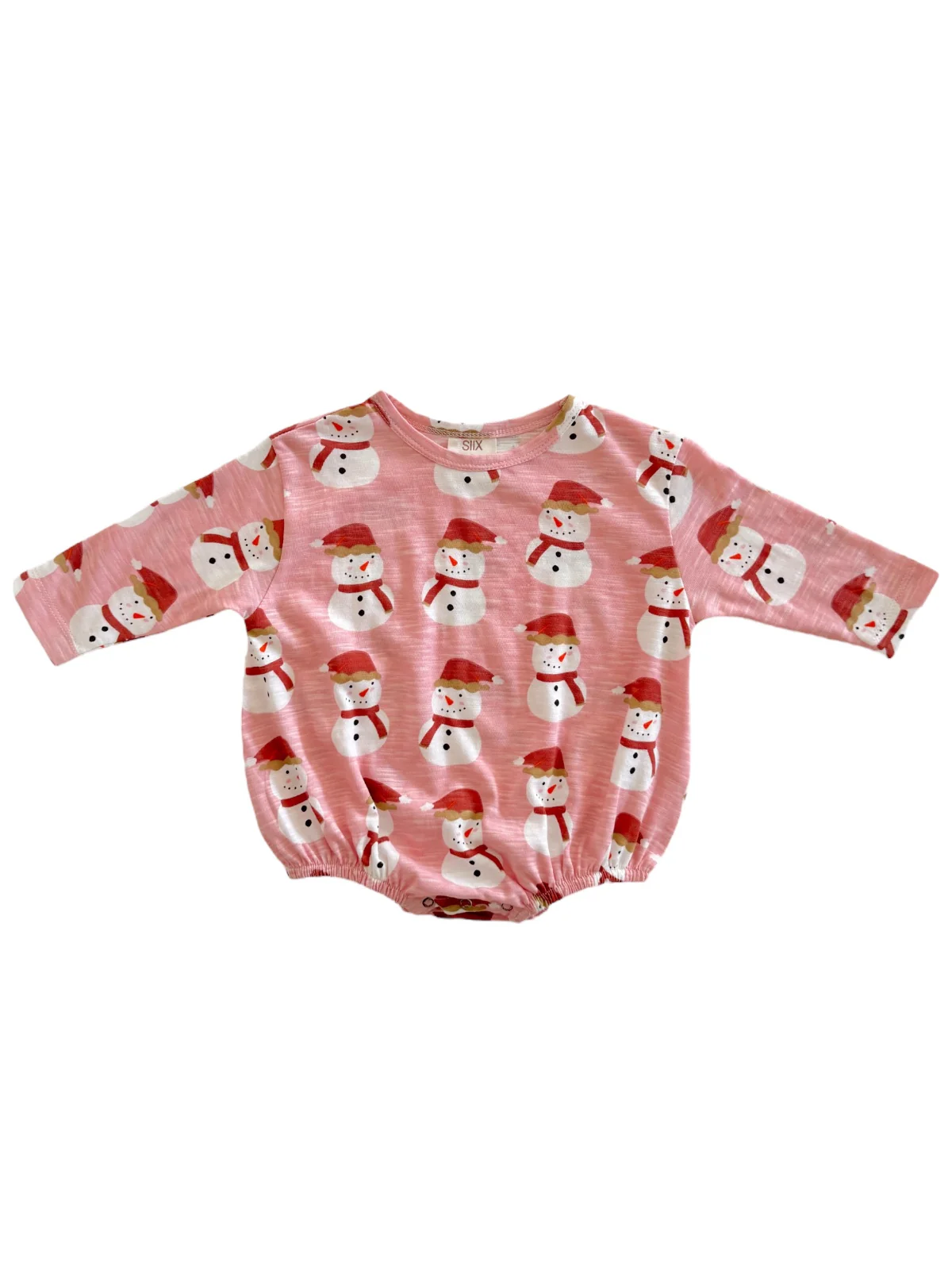 Snowman Pink / Organic Long Sleeve T-Shirt Bubble - Image 3
