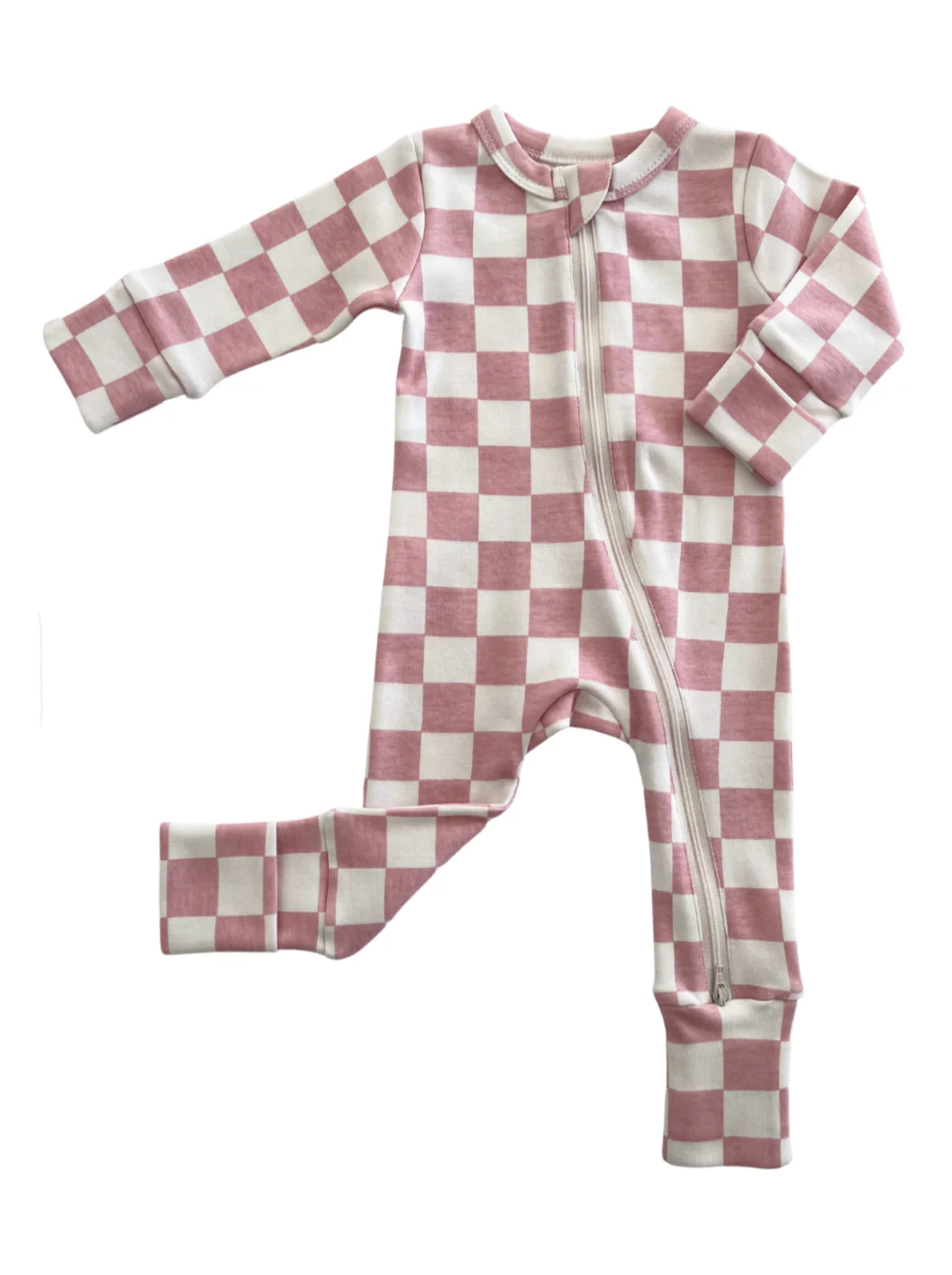 Strawberry Shortcake Checkerboard / Organic 2-Way Zip Romper - Image 4