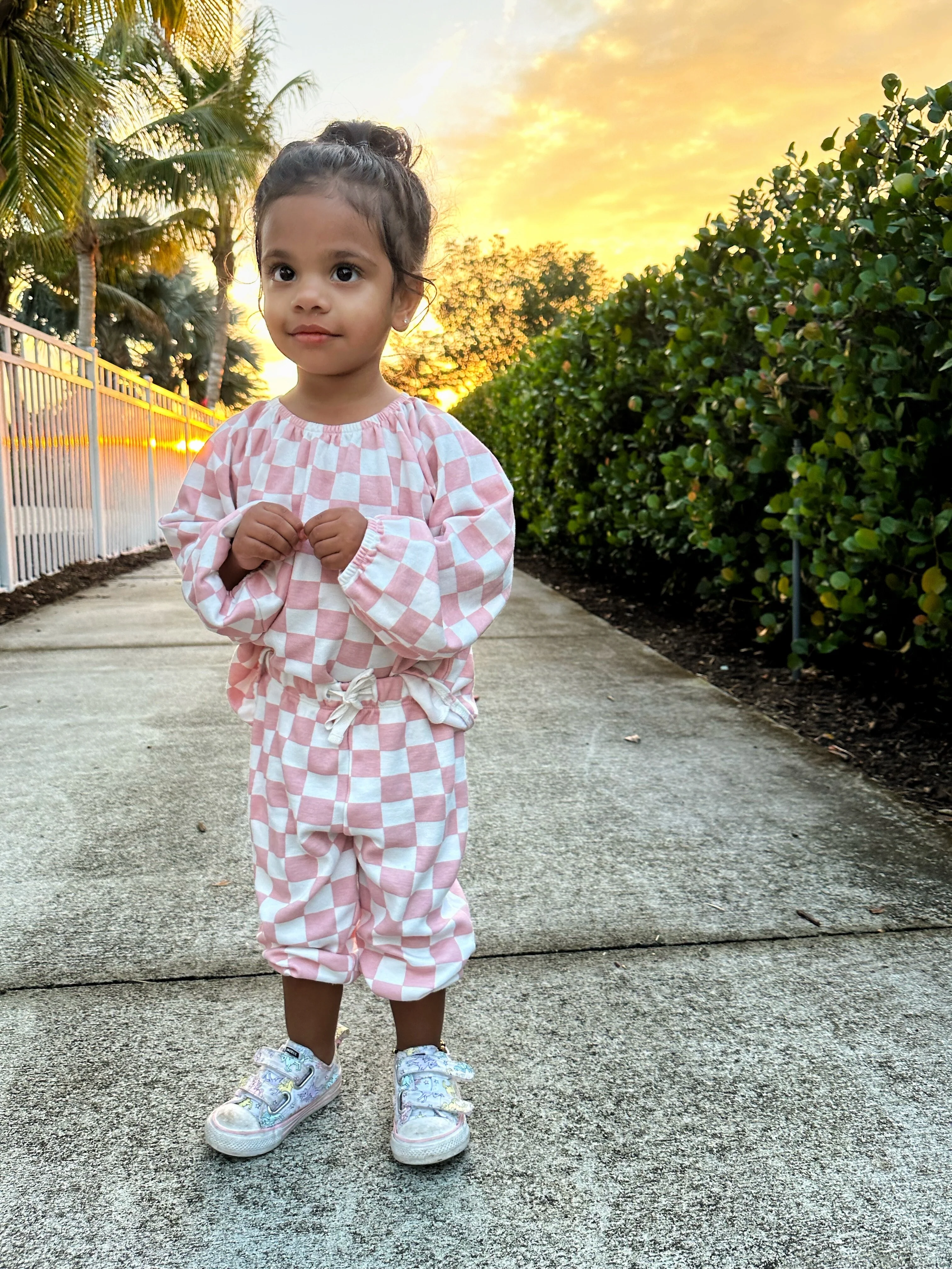 Strawberry Shortcake Checkerboard / Organic Mode Top + Pant Set