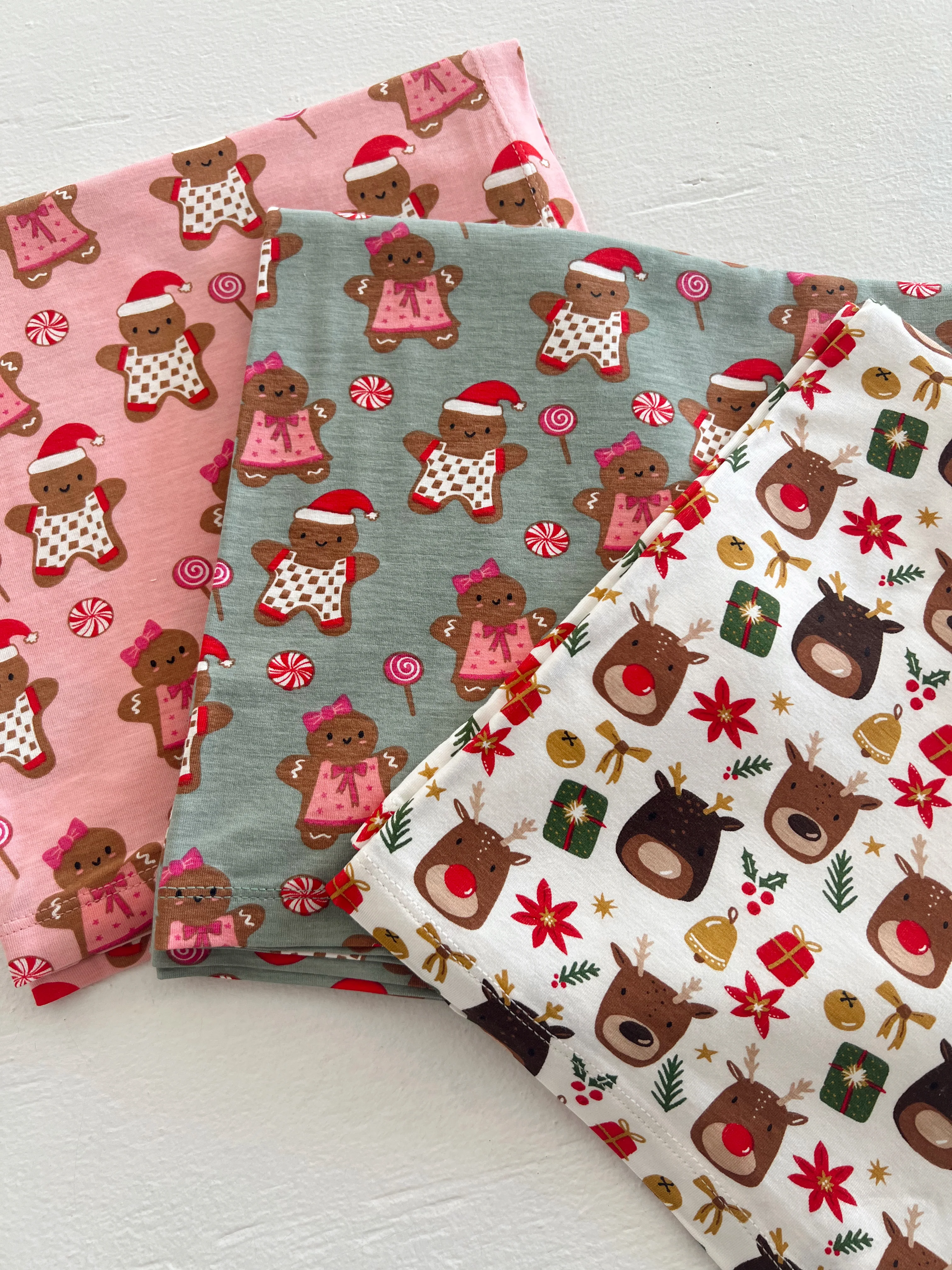 Stretch Swaddle Blanket, Gingerbread Friends Pink - Image 2