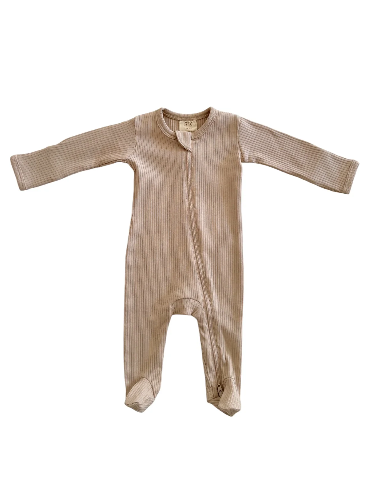 Desert Tan / Organic Ribbed Zip Footie - Image 2