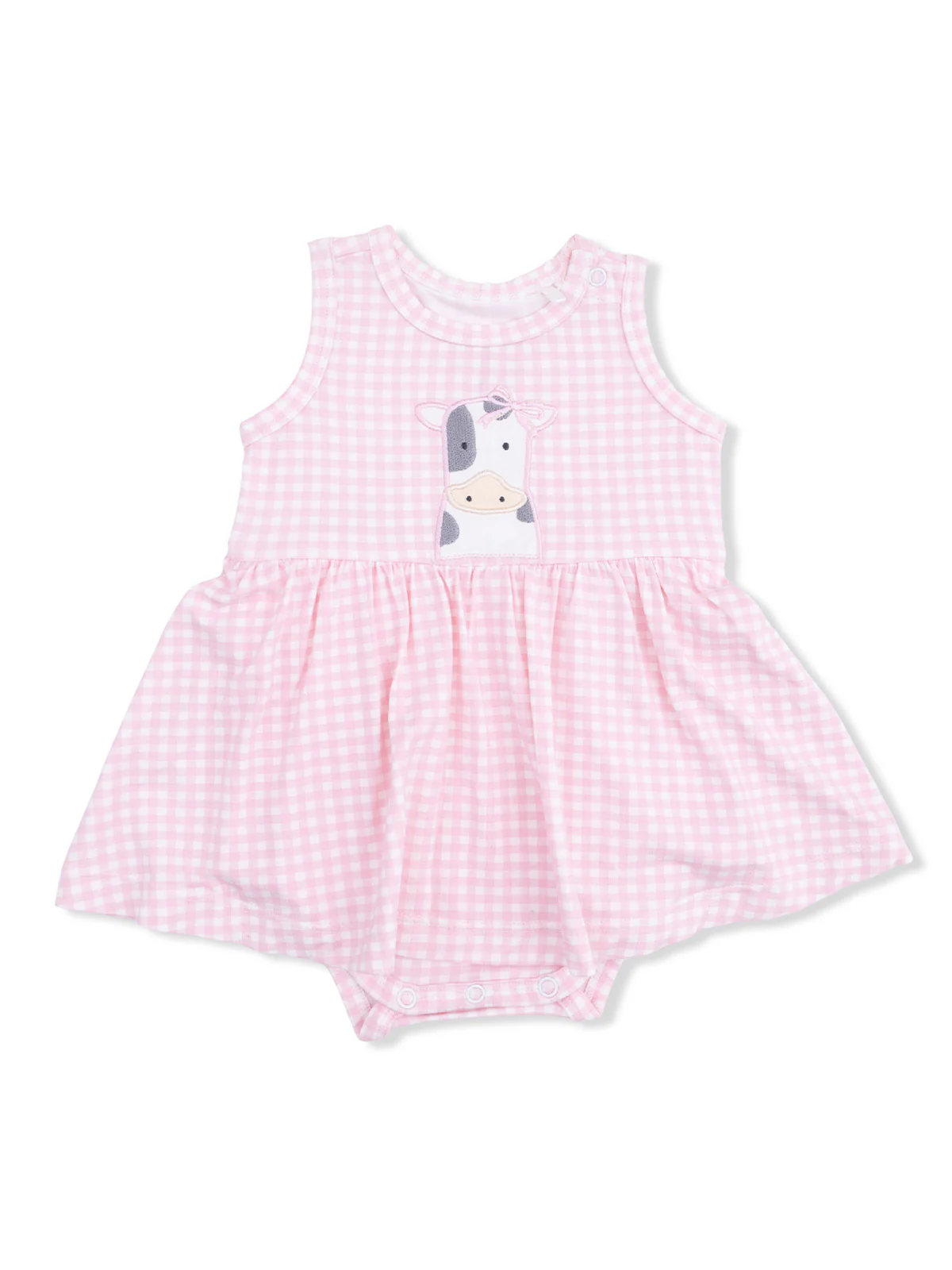 Tank Bodysuit Dress, Cute Farm Animals Cow Appliqué