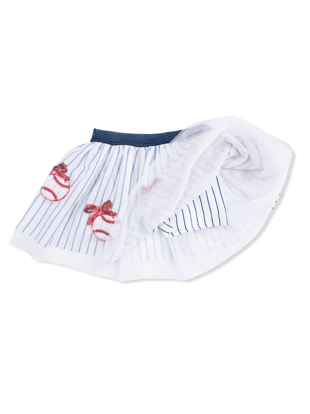 Tutu Skirt with Bike Shorts, Baseball Stripe - Image 2