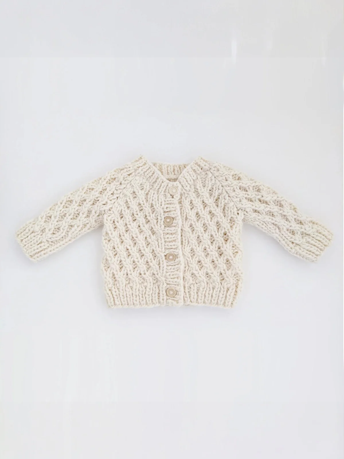 Waffle Cardigan Sweater, Natural - Image 2