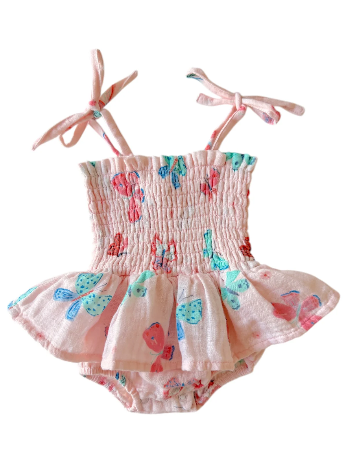 Whimsical Butterflies / Muslin Smocked Bubble w/ Skirt - Image 2