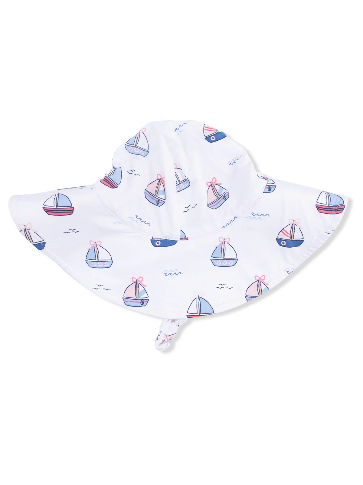 Wide Brim Sunhat, Bubbly Sailboats Pink