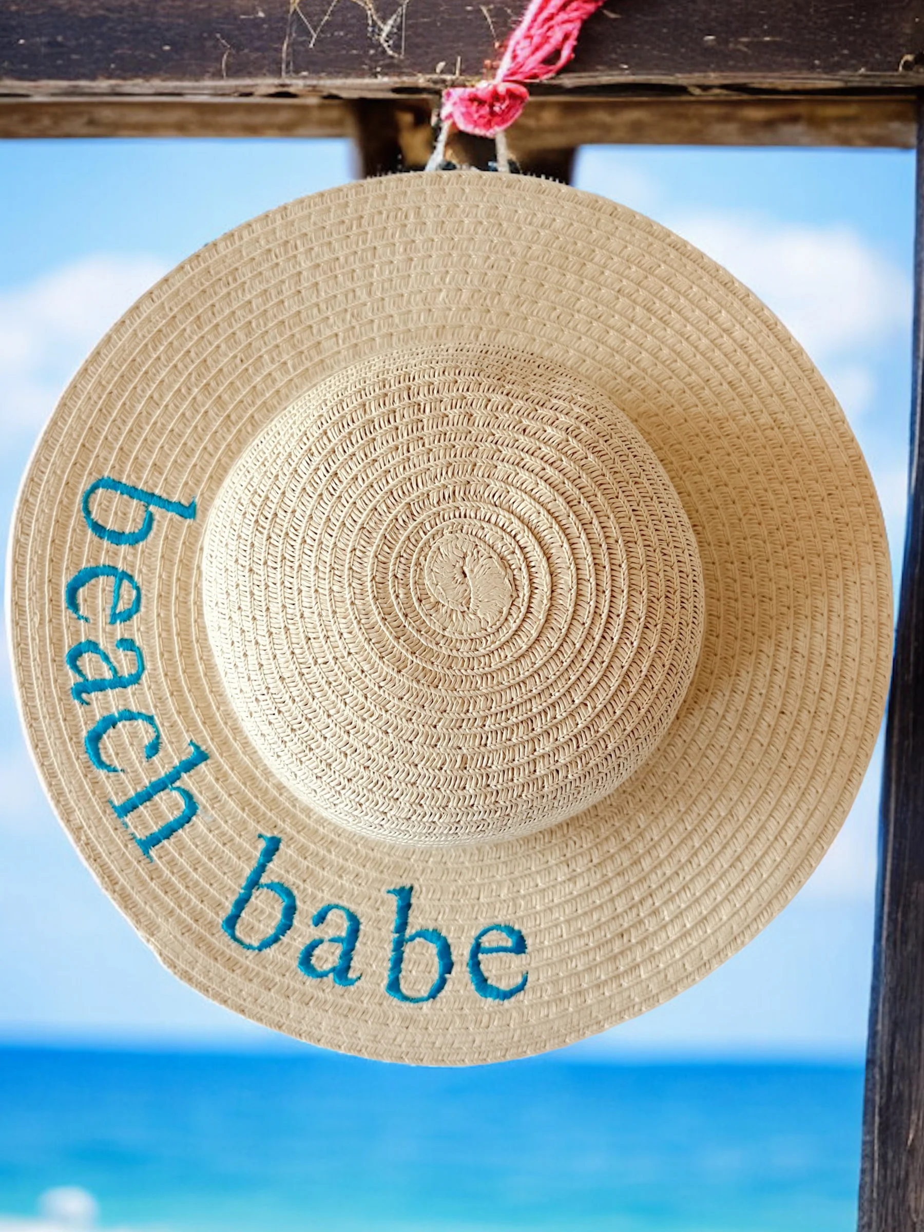 Wide Brim Woven Sunhat, Beach Babe - Image 3