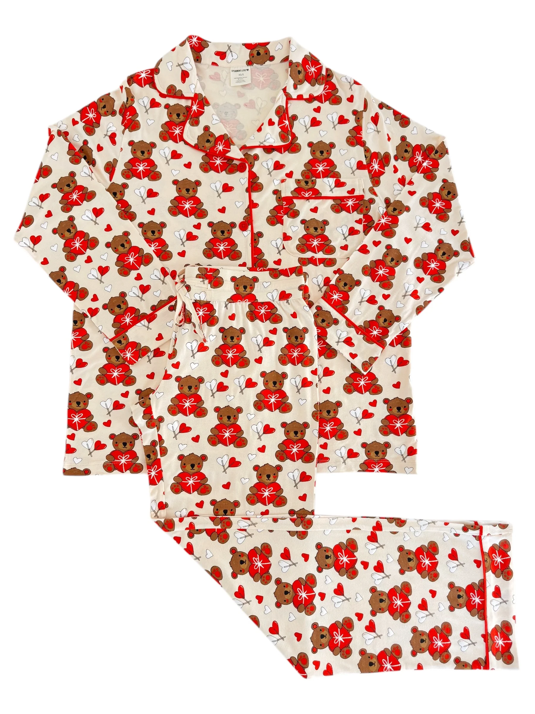 Women's Lounge Set, Valentine Bear - Image 2