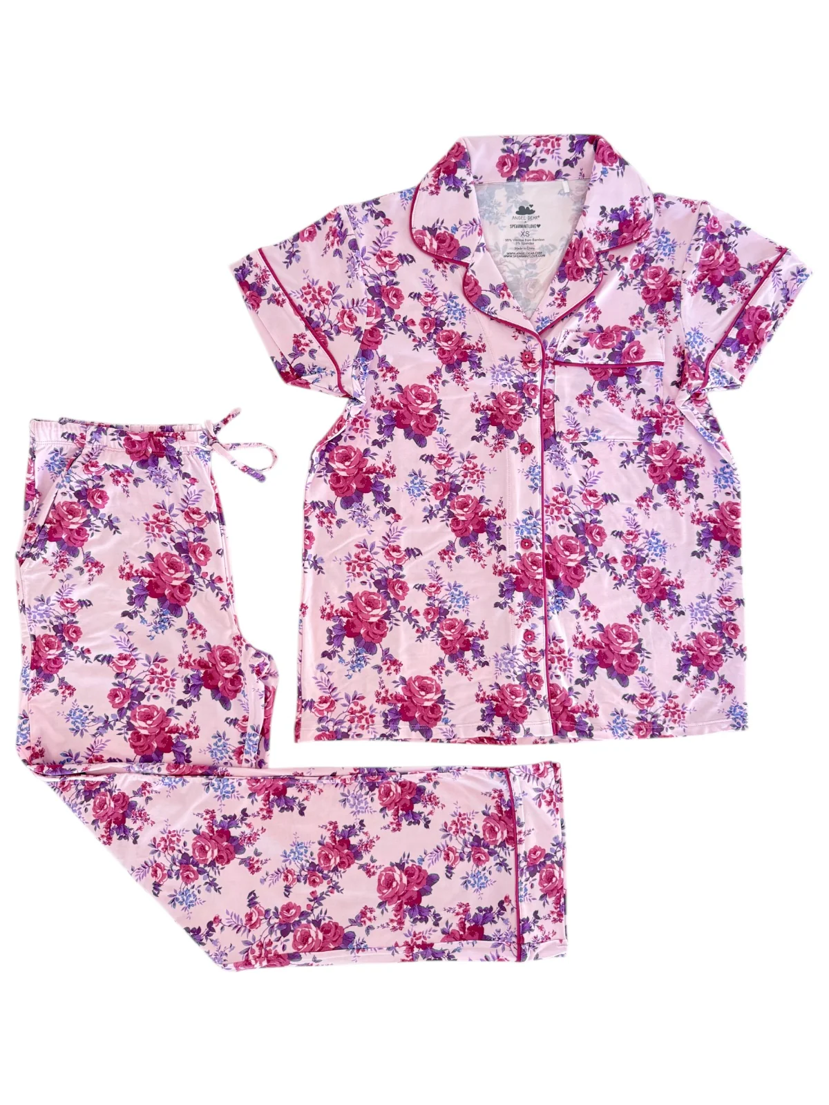 Women's Short Sleeve Lounge Set, Violet Rose