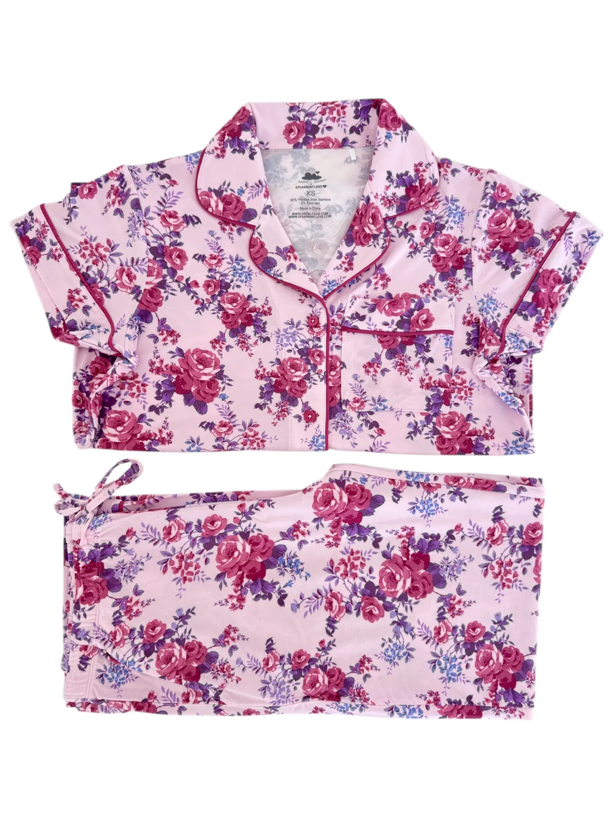 Women's Short Sleeve Lounge Set, Violet Rose - Image 2